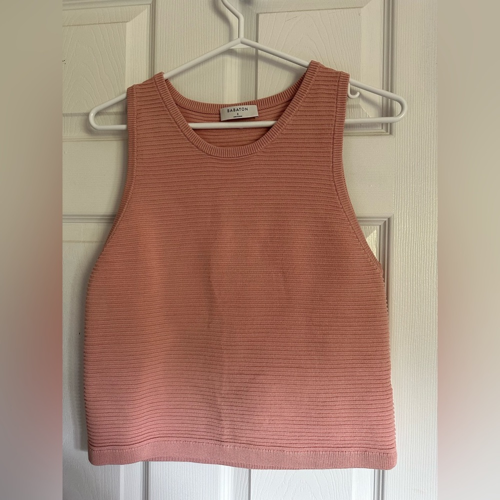 Babaton Pink Ribbed Crop Tank
